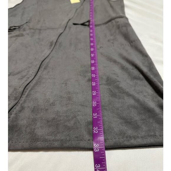 NWT Sophie Max Gray Faux Suede Asymmetrical Zip Front Dress Size L - Picture 8 of 8